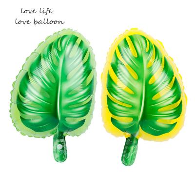 China Wholesale Self-Sealing Turtle Leaf Shape Balloon Green Foil Helium Balloons For Summer Theme Tropical Party Decorated Balloon for sale