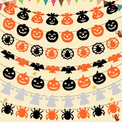 China Gift Toy Halloween Decoration Flags Pumpkin Skull Ghost Pull Flag Banner For Halloween Night Atmosphere Indoor Decoration for sale