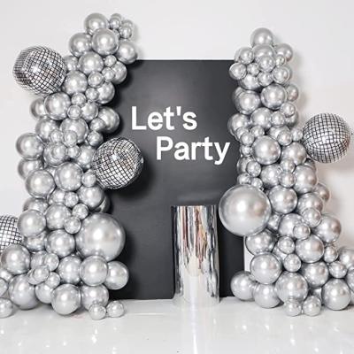 China Chrome Metallic Self-Sealing Garland Arch Kit Silver Balloon with 4D Laser Disco Foil Balloon for Birthday Wedding Bachelor Party Graduation for sale