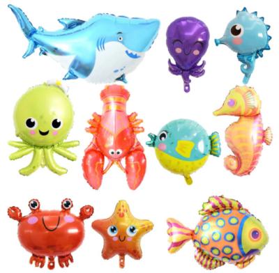 China Morden Cartoon Sea Animal Balloon Crab Lobster Shark Theme Decoration Layout Film Foil Balloon for sale