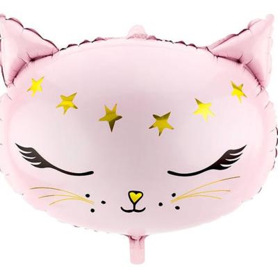 China Cat Balloon Pink Kitten Foil Self-Sealing Kitten Party Balloons Meow Party Kitty Cat Helium Pink and Gold Balloon for sale