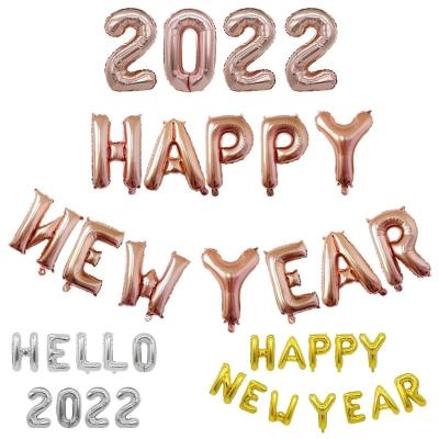 China 2022 Auto Shutter New Year's Eve Party Decor Merry Christmas 2021 Happy New Year Foil Balloon Gold Silver Number Foil Balloons New for sale