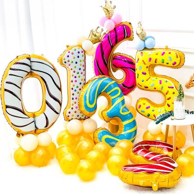 China 32 Inch Self-Sealing Number Zero to Nine Number Balloon Candy Happy Birthday Party Foil Helium Balloon for sale