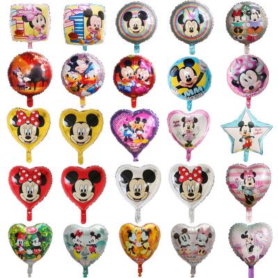 China Hot Selling 18inch Mickey Minnie Mouse Theme Cartoon Character Globos Foil Self Sealing Foil Balloon For Kids Birthday Party Decoration for sale