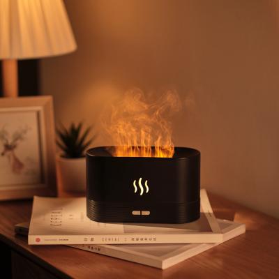 China Portable Aromatherapy 180Ml Mini Essential Oil Car Aroma Flame Diffuser 3D Flame Night Light Simulation Machine for sale