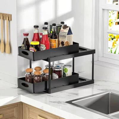 China Customizable Stored LOGO 2 Tier Shelf Rotating Guangdong Kitchen Storage Rack for sale