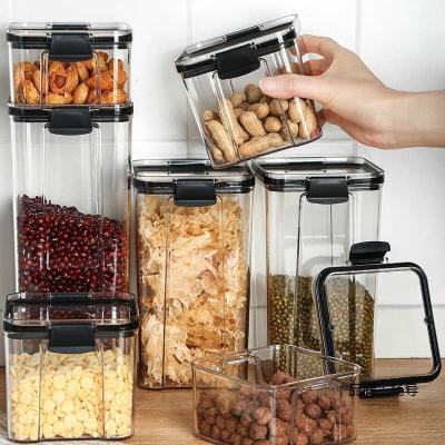 China Wholesale Round Airtight Clear Glass Jar Wholesale Round Airtight Clear Glass Pet Plant Kitchen Kitchen Stored Plastic Container Pet Grain Acacia Wood for sale