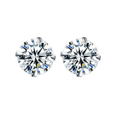 China TRENDY Fashion Around 925 Silver Four Needle Jaw Zircon Stud Earrings Unisex for sale