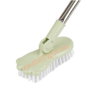 China Durable Long Bristle Rotary Handle Floor Brush Bathroom Cleaning Brush Plastic Telescopic Wall Cleaning Tool for sale