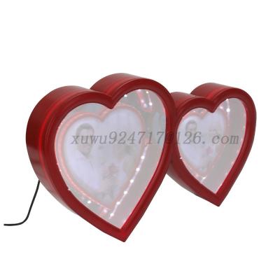 China Household High Quality Home Decorative Mirror Decoration Items Luminous Heart-Shaped Magic Photo Frame Simple Couples LED Photo Frame for sale