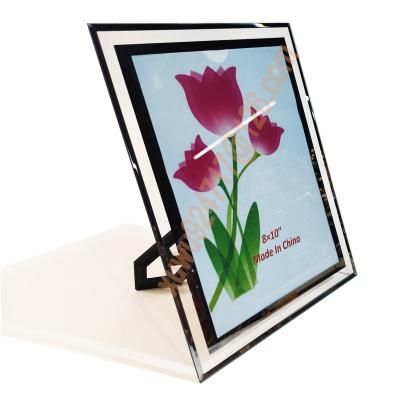 China Home Decor Items Lower Price Mirror Photo Frame Modern Glass Home Decor Silver Glass Photo Frame 8*10