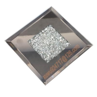 China Europe Glass Mats Cup Placemat Diamond Crystal Jewel Mirror Glass Coaster 10 x 10cm for sale