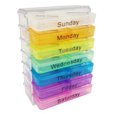 China PP Plastic Cheap Price 28 Compartments Weekly Plastic Pill Organizer 7 Days Pill Box 28 Cases for sale