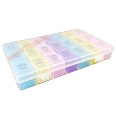 China Colorful Weekly Pill Organizer 7 Days Cheap Price PP Plastic Pill Box 21 Compartments Cases for sale