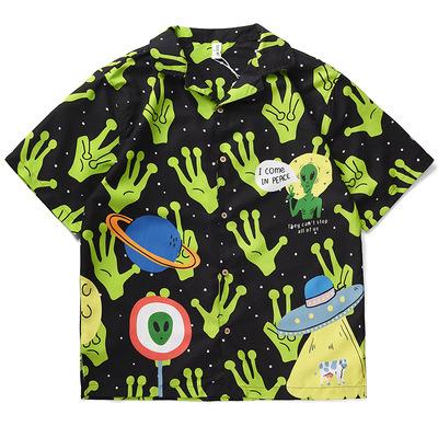 China New Anti-pilling Summer Men's Loose Shirt Men's Half Sleeve Cartoon Printed Shirt for sale