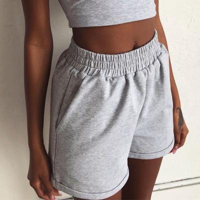 China QUICK DRY high waist leisure sportswear THIN STRAIGHT shorts rolled edge street shorts women's sports cotton shorts for sale