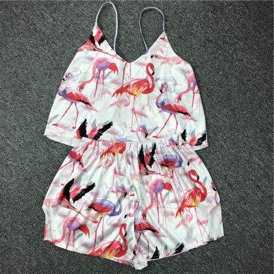 China Awesome Breathable Two Piece Suit Vest + Shorts Sleep Use Sexy Summer Nightgown Pajamas for sale