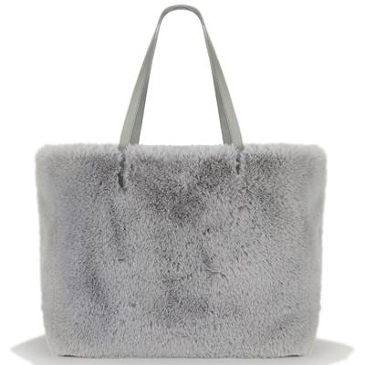 China Wholesale EK003NB Fashion Girls Large Custom Fur Tote Hand Bag for sale