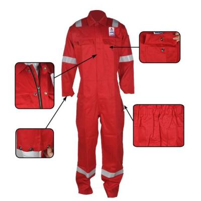 China Safety Eco Friendly Flame Retardant Coverall Protective Coverall With Tape Reflective Workwear For Oil And Gas Industry for sale