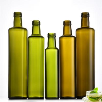 China Dark Green Food Customer 250ml 500ml 750ml Cylinder Empty Glass Olive Oil Bottles With Aluminum Cap for sale