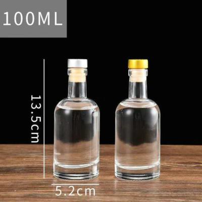 China Beverage Factory Outlets 100ml Mini Liquor Whiskey Brandy Glass Wine Bottle With Cork Cap Aluminum Glass Bottle Liquor for sale