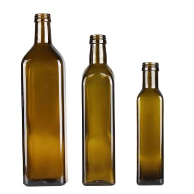 China 100ml 250ml 500ml 750ml 1L Food Square Marasca Bottle UV Resistant Frying Oil Olive Oil Glass Bottle for sale