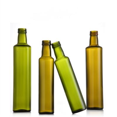 China Manufacture of marasca glass bottle olive oil bottle 250ml 500ml 750ml food square bulk shape and round shape for sale