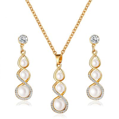 China High Quality Fashion New Arrival Elegant Gold Plated Women Brand Necklace Earring Stainless Steel Jewelry Sets for sale