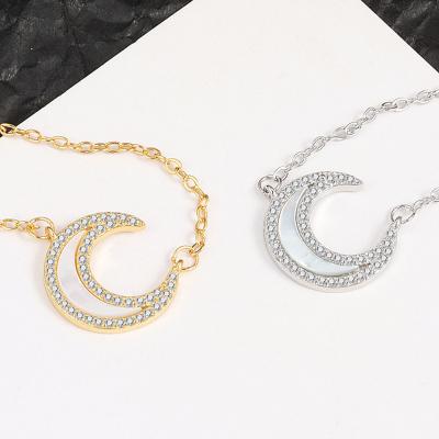 China High Quality Fashion Alloy Round Pendant Necklace European Star Moon Gold Drop Oil Long Necklace Women for sale