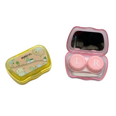 China Hot Sale ABS Eyekan Cheap Contact Lens Cases Cute Colorful Contact Lens Cases With Mirror Wholesale for sale