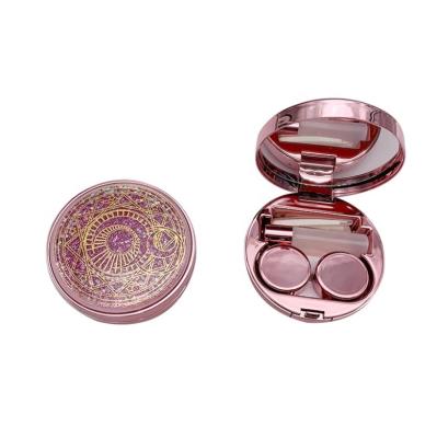 China Contact Lenses Care Contact Lens Cases Color Marble Pink Contact Lens Case With Tweezers for sale