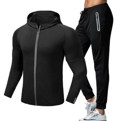 China Breathable Autumn Two Pieces Dry Fit Fitness Training Mens Gym Hoodie Running Tracksuits for sale