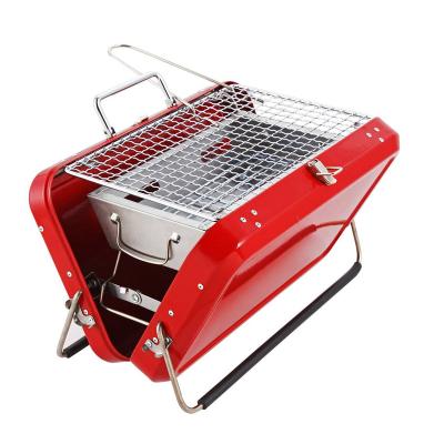 China Easily Assembled Folding Charcoal BBQ Grill Mini BBQ Grill Portable Briefcase Style Outdoor Camping Factory Price for sale