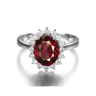 China Lady of Crystal Silver 925 ring accessory with natural Garnet Stone Princess Diana Designation Accessibleluxury jewelry for sale