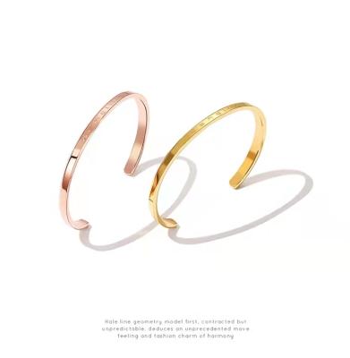 China CLASSIC 18K Rose Gold Plated Niche Bracelet Design Bangle Female Simple Open Personality Couples Cold Wind for sale