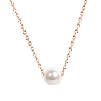 China Mini Pearl S925 Sterling Silver Necklace Crossing 14K Simple Border CLASSIC Simple Gold Temperament Clavicle Wild Chain for sale