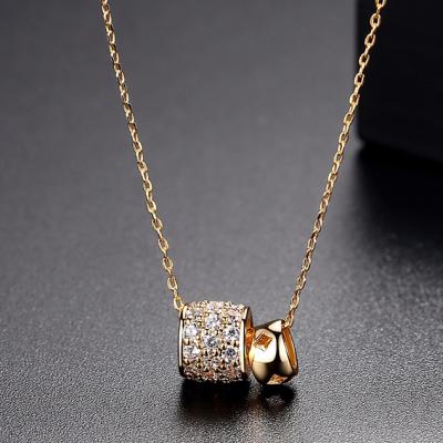 China CLASSIC Double Circle Zircon Necklace Jewelry Gold Plated Jewelry Men's Necklace Gold Chains Women's Accessories Simple Double Chain for sale