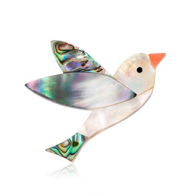 China Shell European and American Series Custom Simple Women's Retro Bird Shell Brooch Animal Brooch for sale