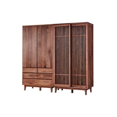 China Solid Wood Modern Minimalist Sliding Door Storage Cabinet Household Wardrobe for sale