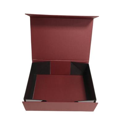 China Materials Manufacturer Wholesale Luxury Custom Paper Recycled Foldable Red Magnetic Gift Box for sale