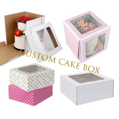 China Recyclable Custom Logo Bakery Paper Box For Cake, 10 x 10 x 5 Luxury Wedding Cake Packaging Boxes, 12 x 12 x 6 Tall Cake Box with Window for sale