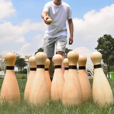 China Wholesale Outdoor Sport Playing Game Kids Wooden Bowling Game For kdis Bowling Ball Indoor Outdoor Clear Rolling Ball for sale