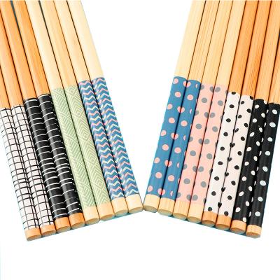 China Sustainable Bamboo Mouldproof Sushi Japanese Cuisine 22.5cm Color Chopsticks Cheap printed chopsticks for sale