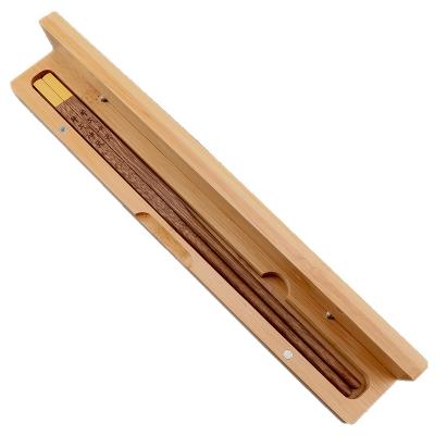 China Sustainable Personal travel portable tableware bamboo box custom logo solid wood chopsticks box set for sale