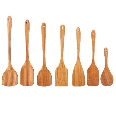 China Stocked Kitchen cooking utensils long handle home kitchen utensils rice shovel spatula gold wood for sale