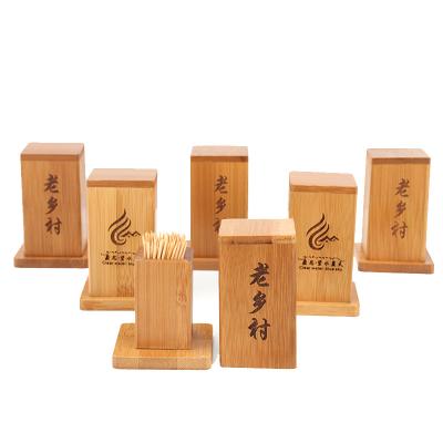 China Sustainable Hotel advertising bamboo storage box can toothpick dispenser toothpick rack toothpick barrel for sale