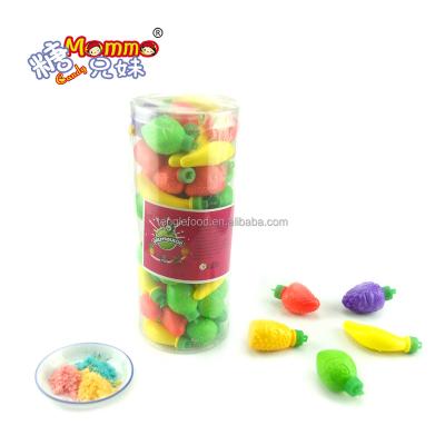 China Natural fruit powder candy sour names in CC-004 fruit shape bottle for sale