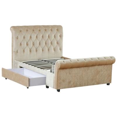 China King Whitev Tufted Sleigh Free Sample Upholstered Bed for sale