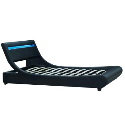 China Balanced headbord& Footboard Free Sample Modern PU Genuine Leather Bed With Led Light for sale