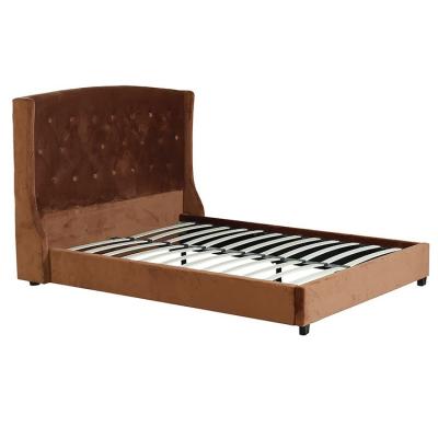 China Free Sample King Purple Navy Blue Velvet Tufted Bed With Storage for sale